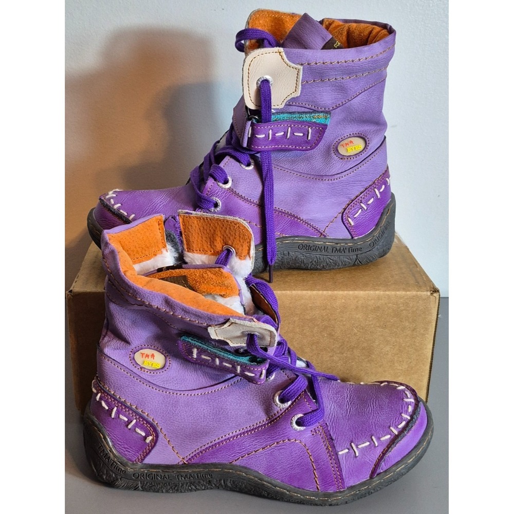TMA TIME Eyes Womens Funky Hipster Snow Boots EUR 38 US 7.5 Purple